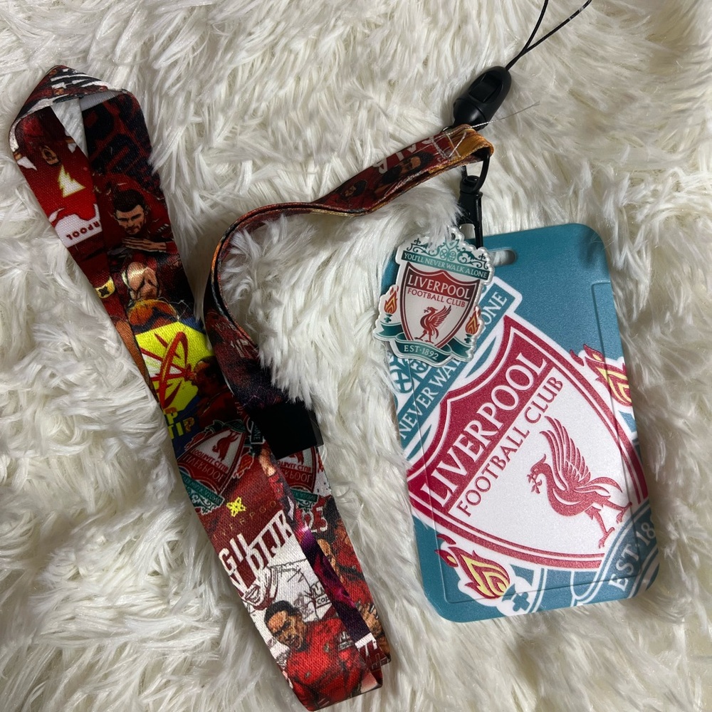 Liverpool FC Lanyard with ID Badge Holder & Team Logo Keychain, CAN BUNDLE ITEMS